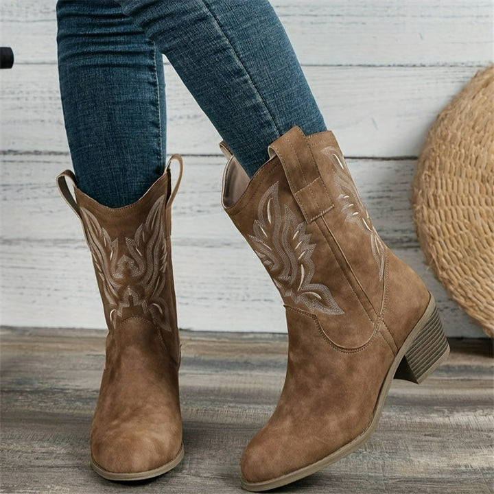 Tamsin | Damen Western Cowboystiefel Weite Wade - Camel - Image 1