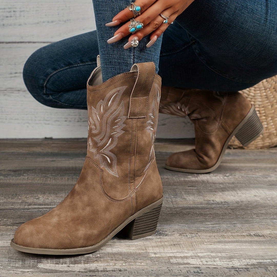 Tamsin | Damen Western Cowboystiefel Weite Wade - Camel - Image 2
