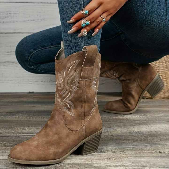 Tamsin | Damen Western Cowboystiefel Weite Wade - Camel - Image 4