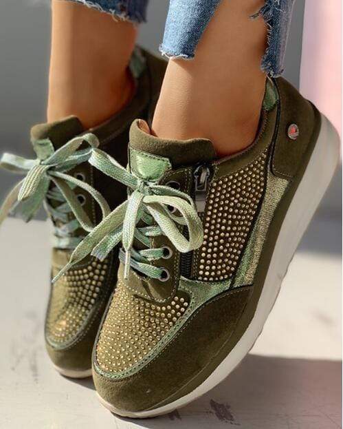 Tatjana | Damen Plateau Sneaker mit Schnürung - Navy - Image 6