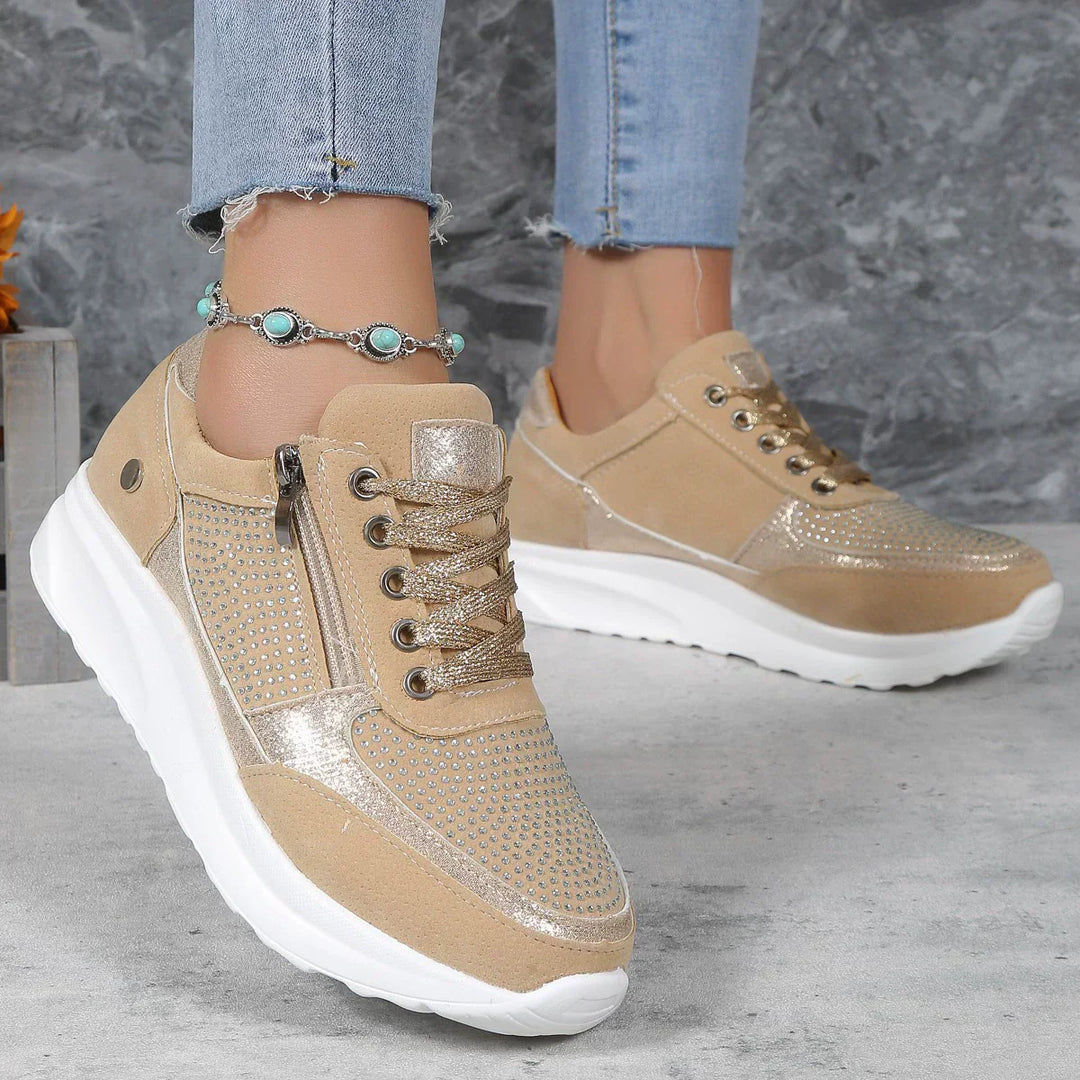 Tatjana | Damen Plateau Sneaker mit Schnürung - Navy - Image 7