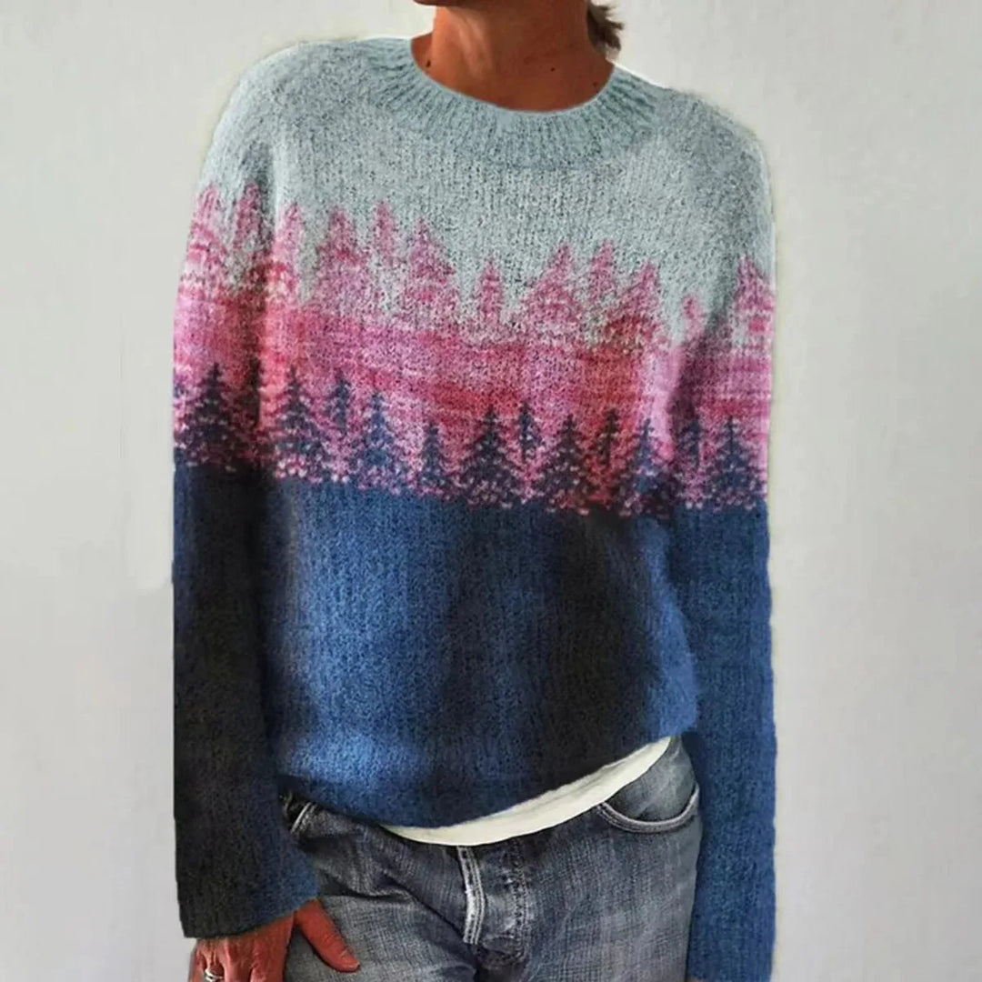 Valdrika | Damen Strickpullover Bunt Retro Muster