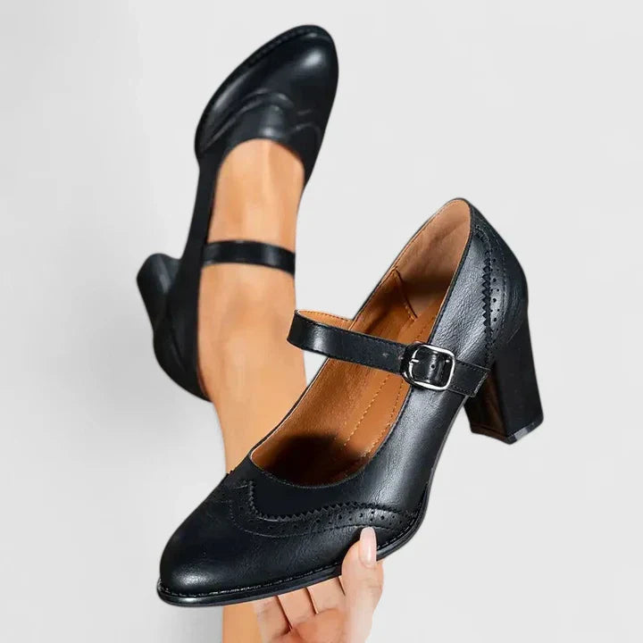 Teodora | Damen Mary Jane Blockabsatz Schuhe - Brown - Image 4