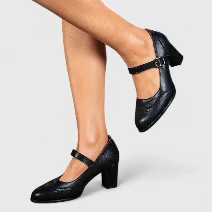 Teodora | Damen Mary Jane Blockabsatz Schuhe - Brown - Image 5