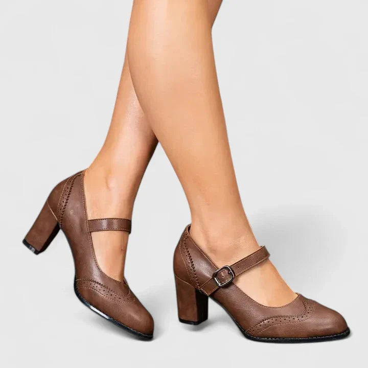 Teodora | Damen Mary Jane Blockabsatz Schuhe - Brown - Image 6