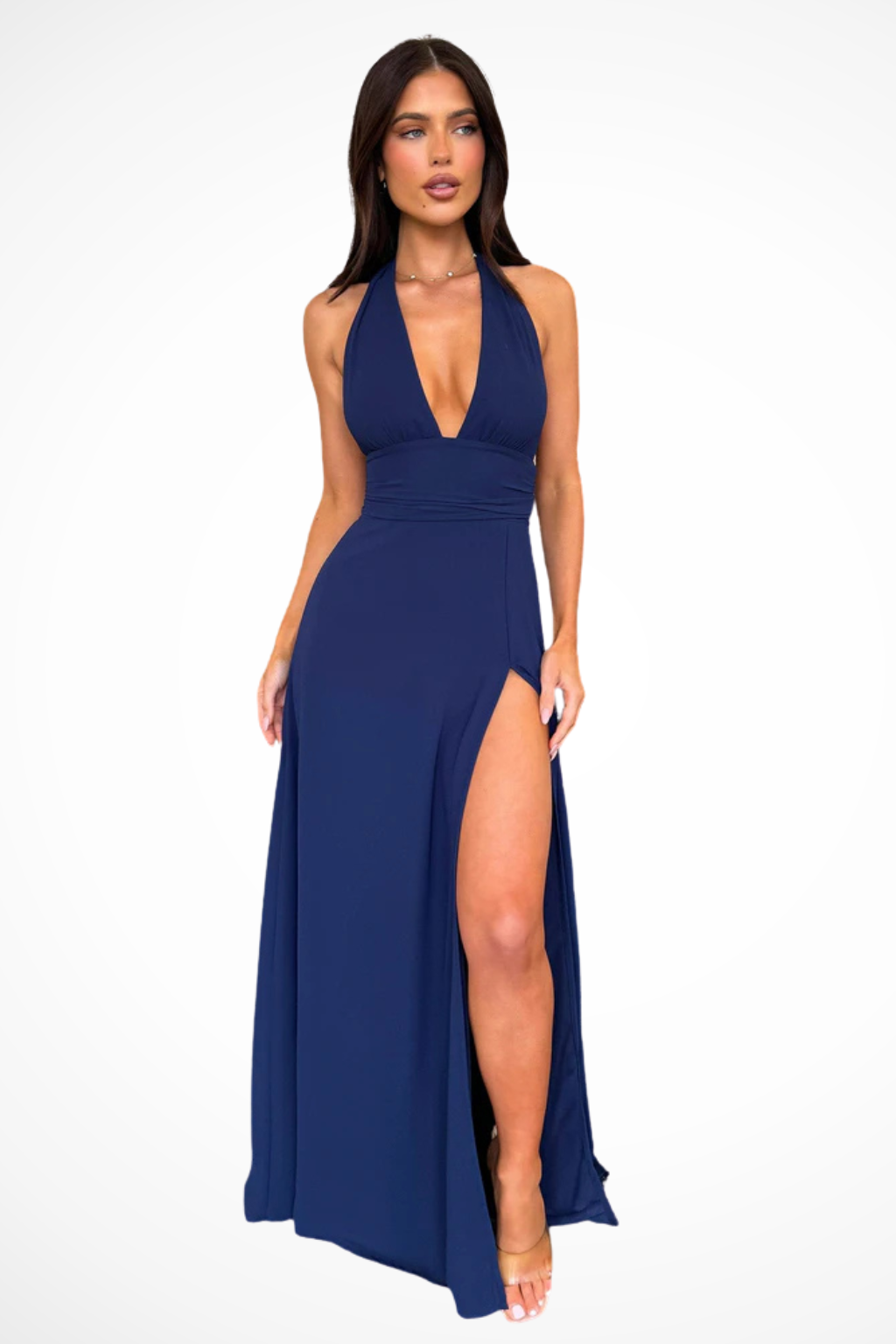 Thalassa | Damen Neckholder Maxikleid mit Schlitz