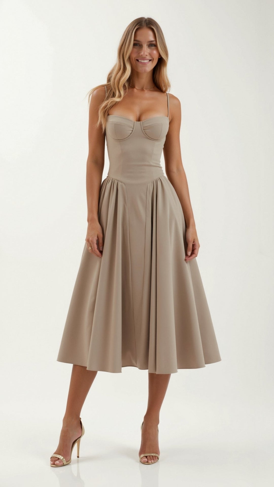 Thea | Damen Florales Midikleid Herzausschnitt Spaghettiträger - Floral - Image 10