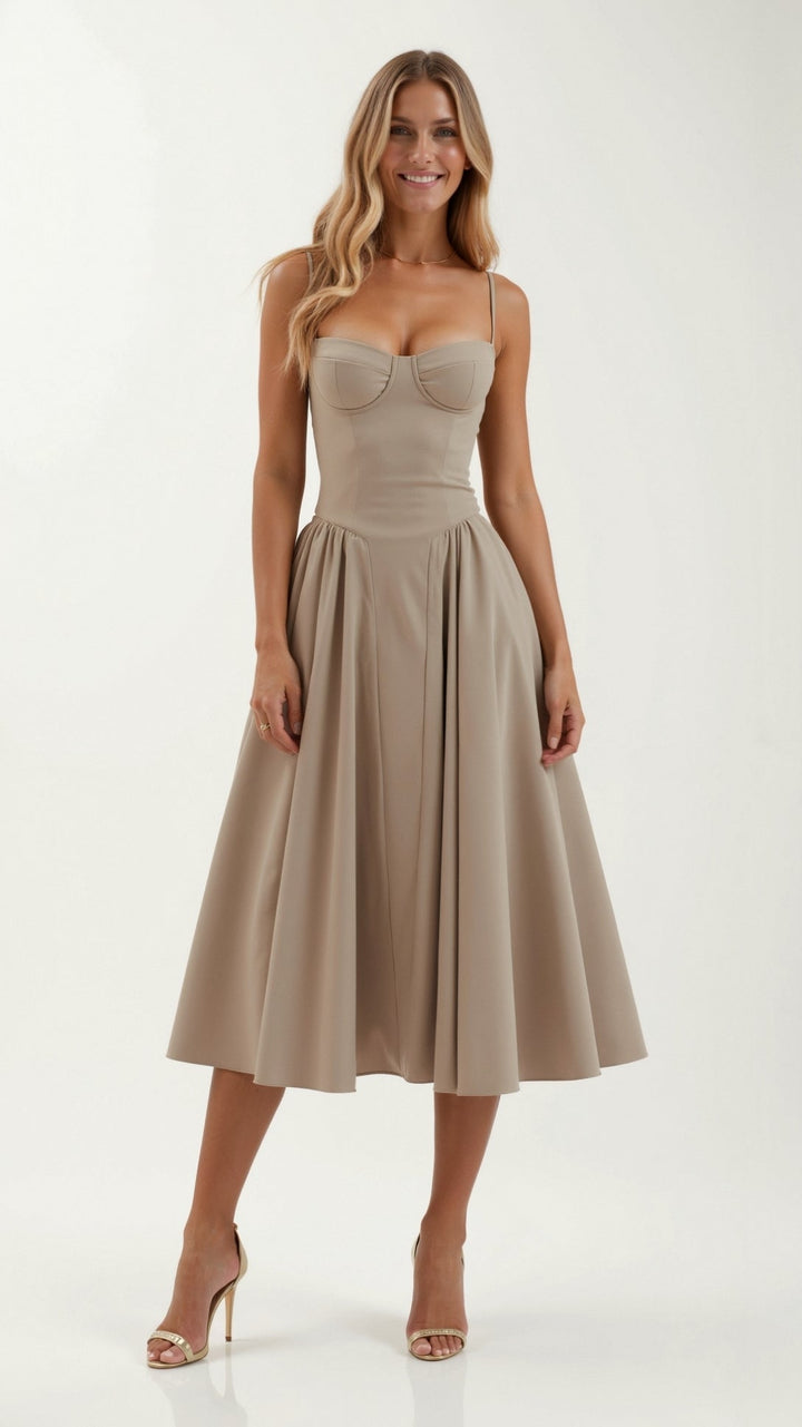 Thea | Damen Florales Midikleid Herzausschnitt Spaghettiträger - Floral - Image 10
