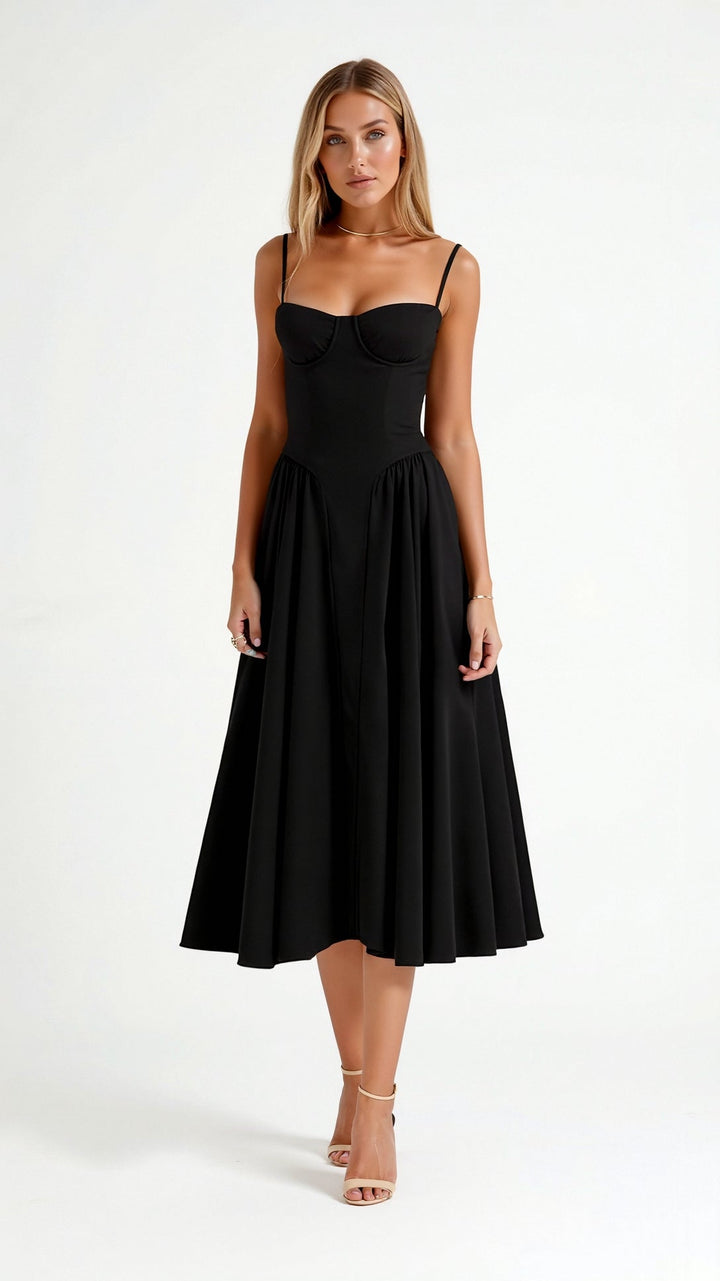 Thea | Damen Florales Midikleid Herzausschnitt Spaghettiträger - Floral - Image 4