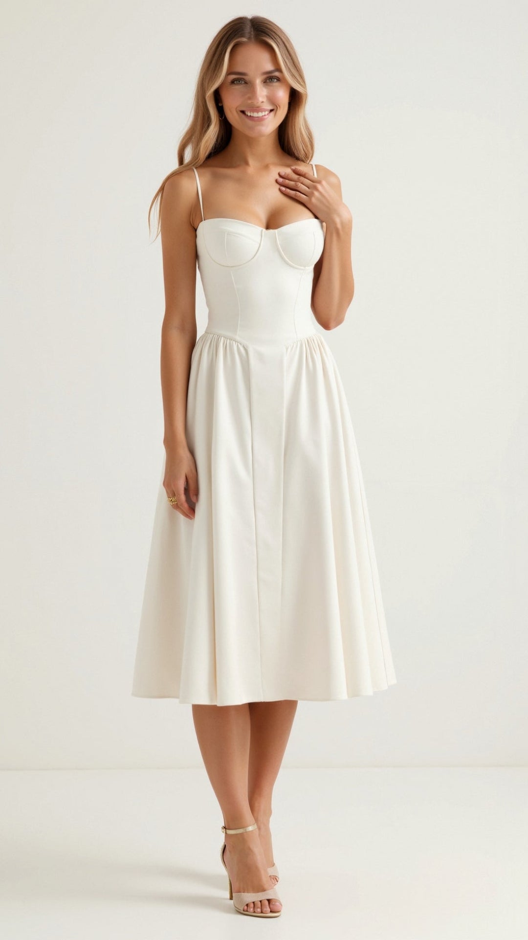 Thea | Damen Florales Midikleid Herzausschnitt Spaghettiträger - Floral - Image 7