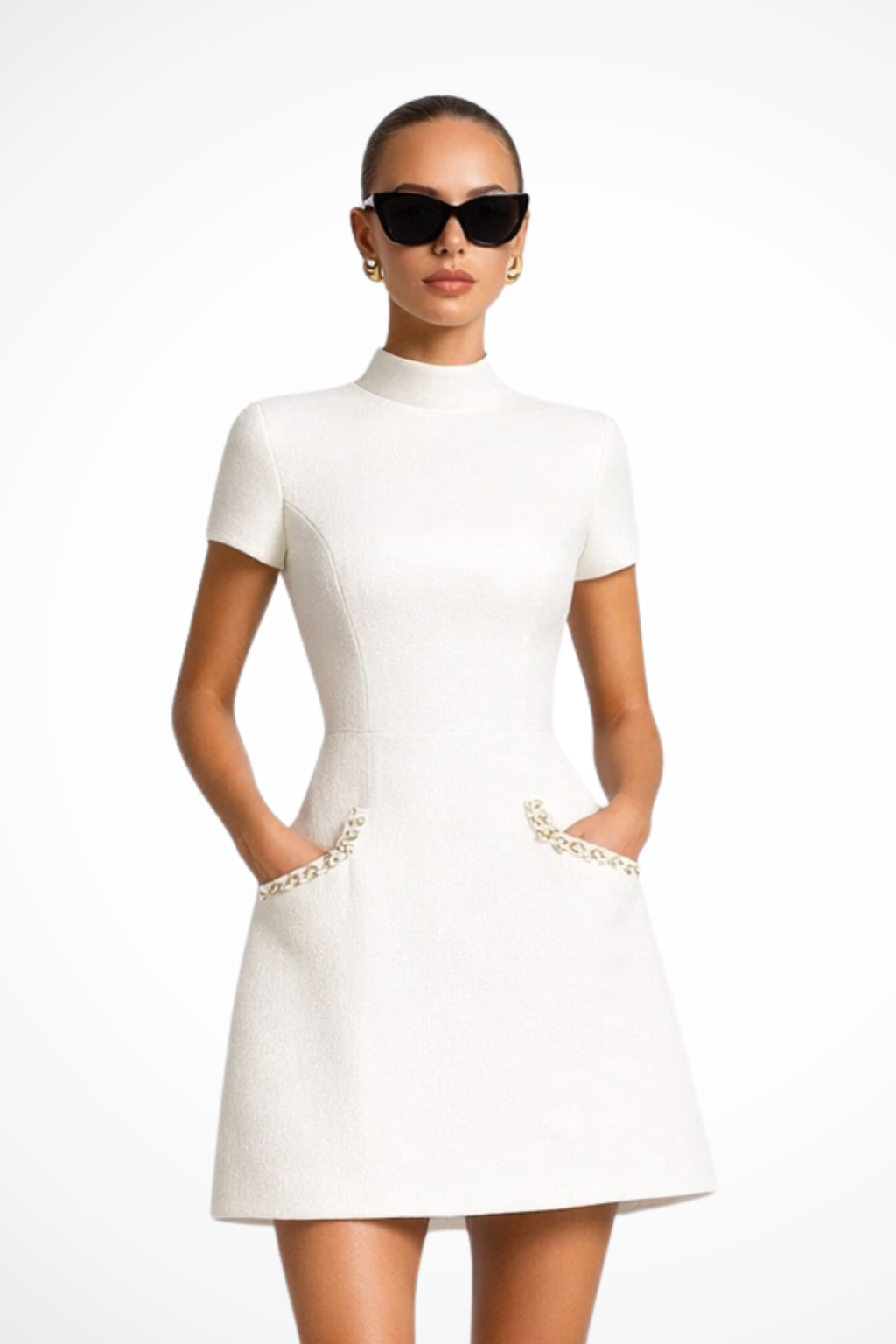 Thea | Damen Perlenbesatz Minikleid - Black - Image 2