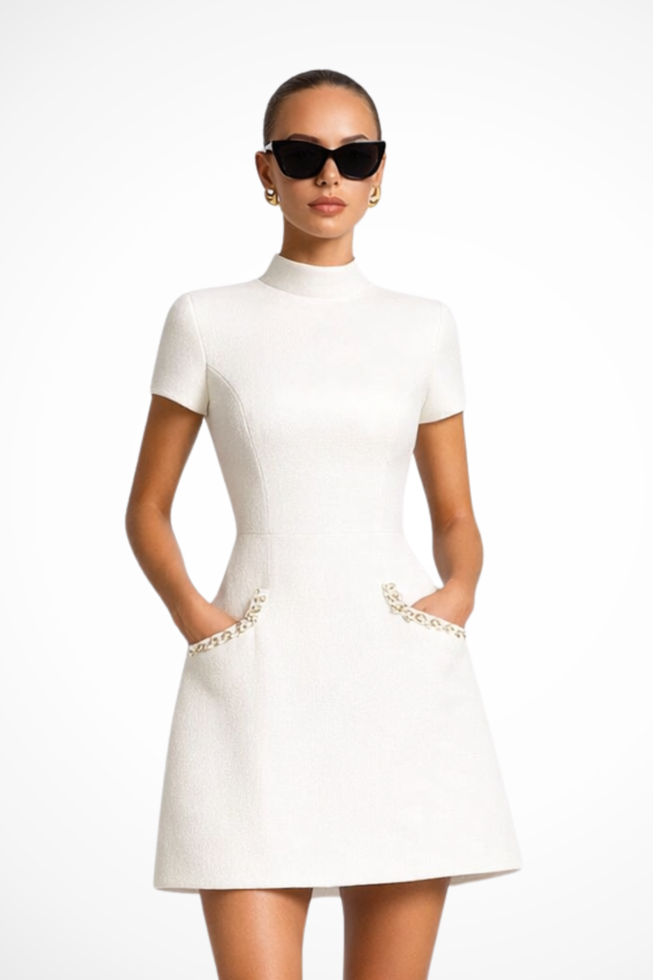 Thea | Damen Perlenbesatz Minikleid - Black - Image 2