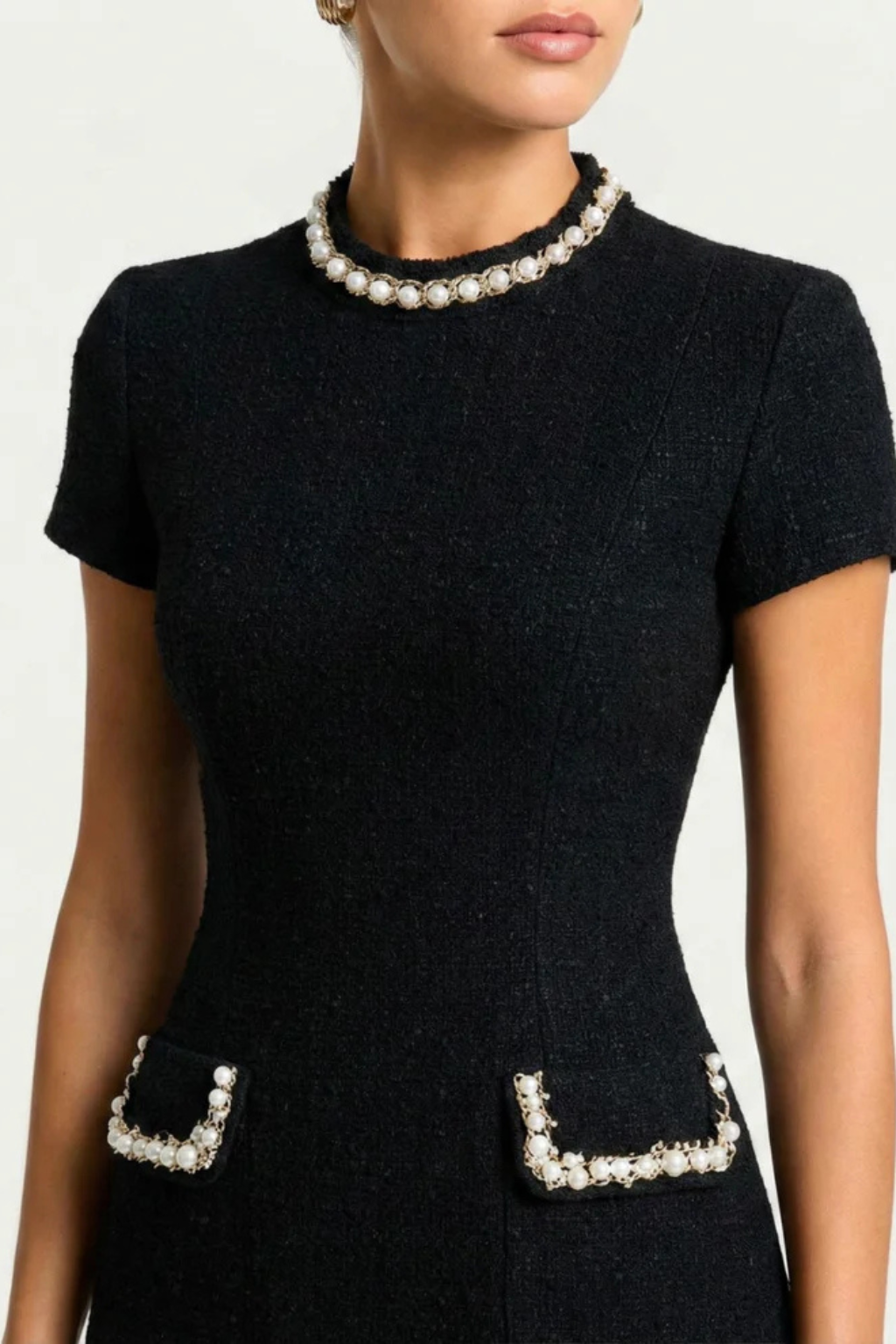 Thea | Damen Perlenbesatz Minikleid - Black - Image 3