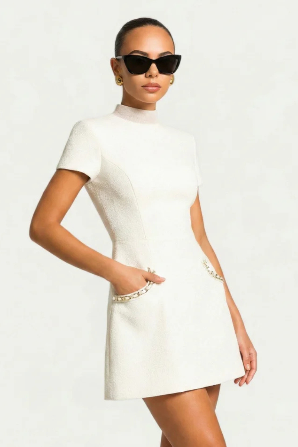 Thea | Damen Perlenbesatz Minikleid - Black - Image 5