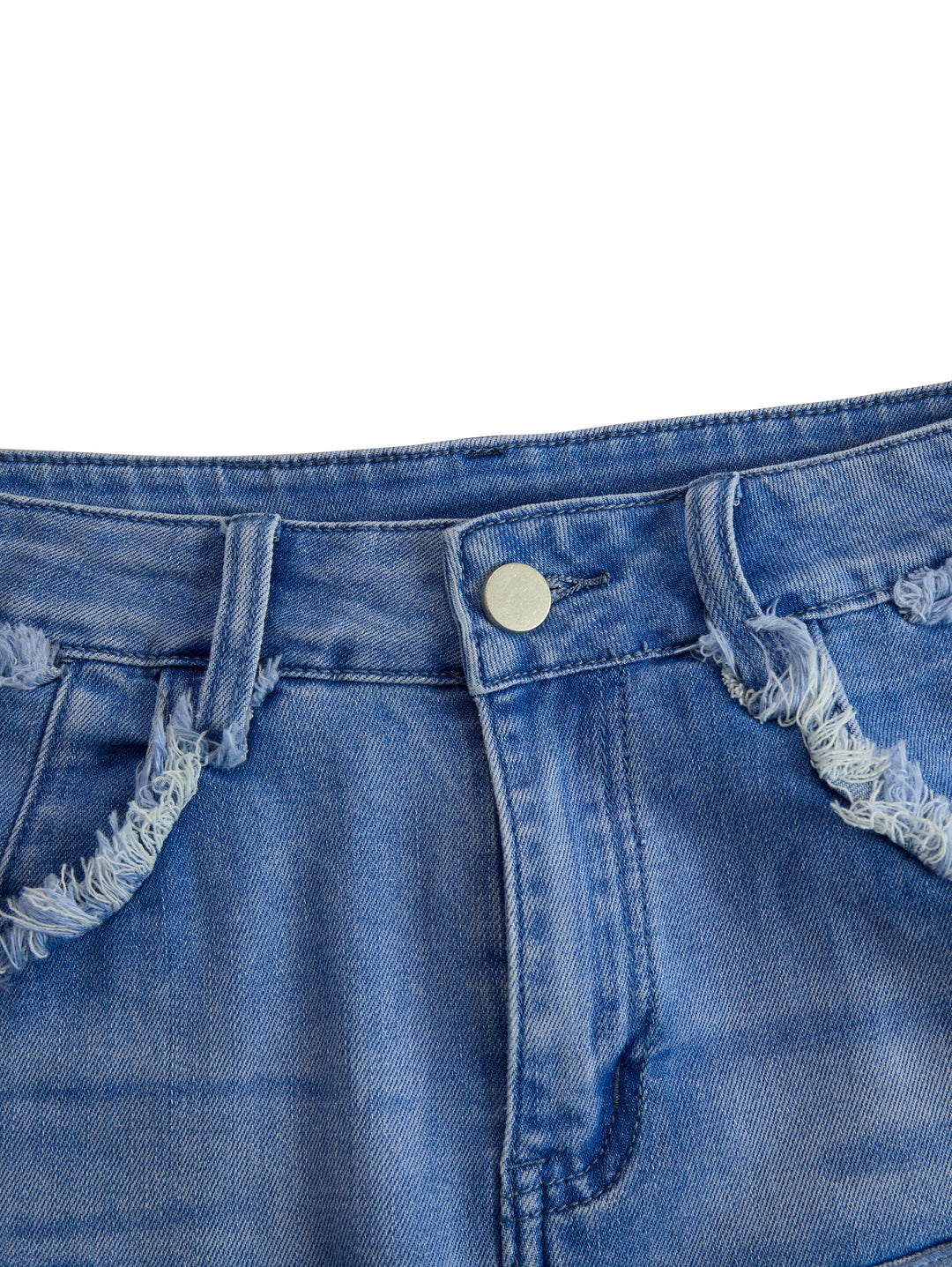 Thekla | Damen Fransen Mini Rock - Light Blue - Image 8