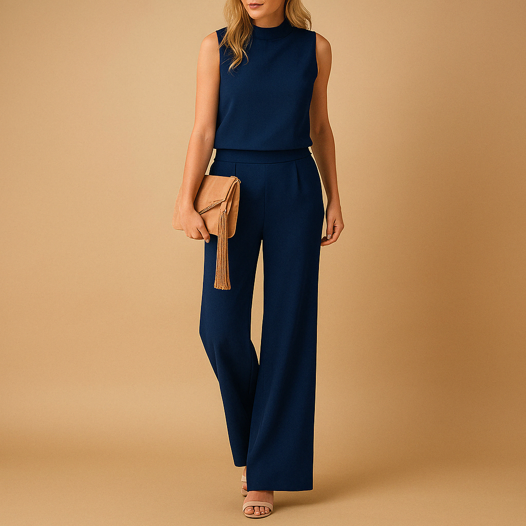 Thekla | Damen Ärmelloser Weites Bein Jumpsuit - Peach - Image 2