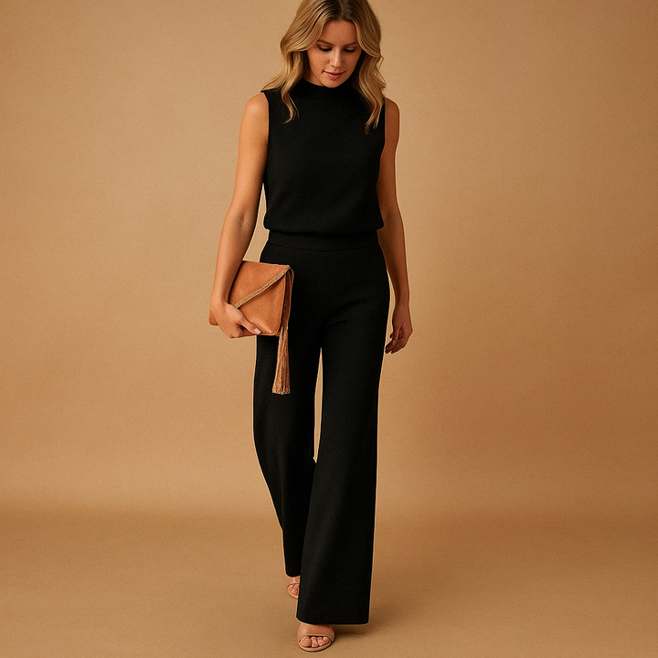 Thekla | Damen Ärmelloser Weites Bein Jumpsuit - Peach - Image 4