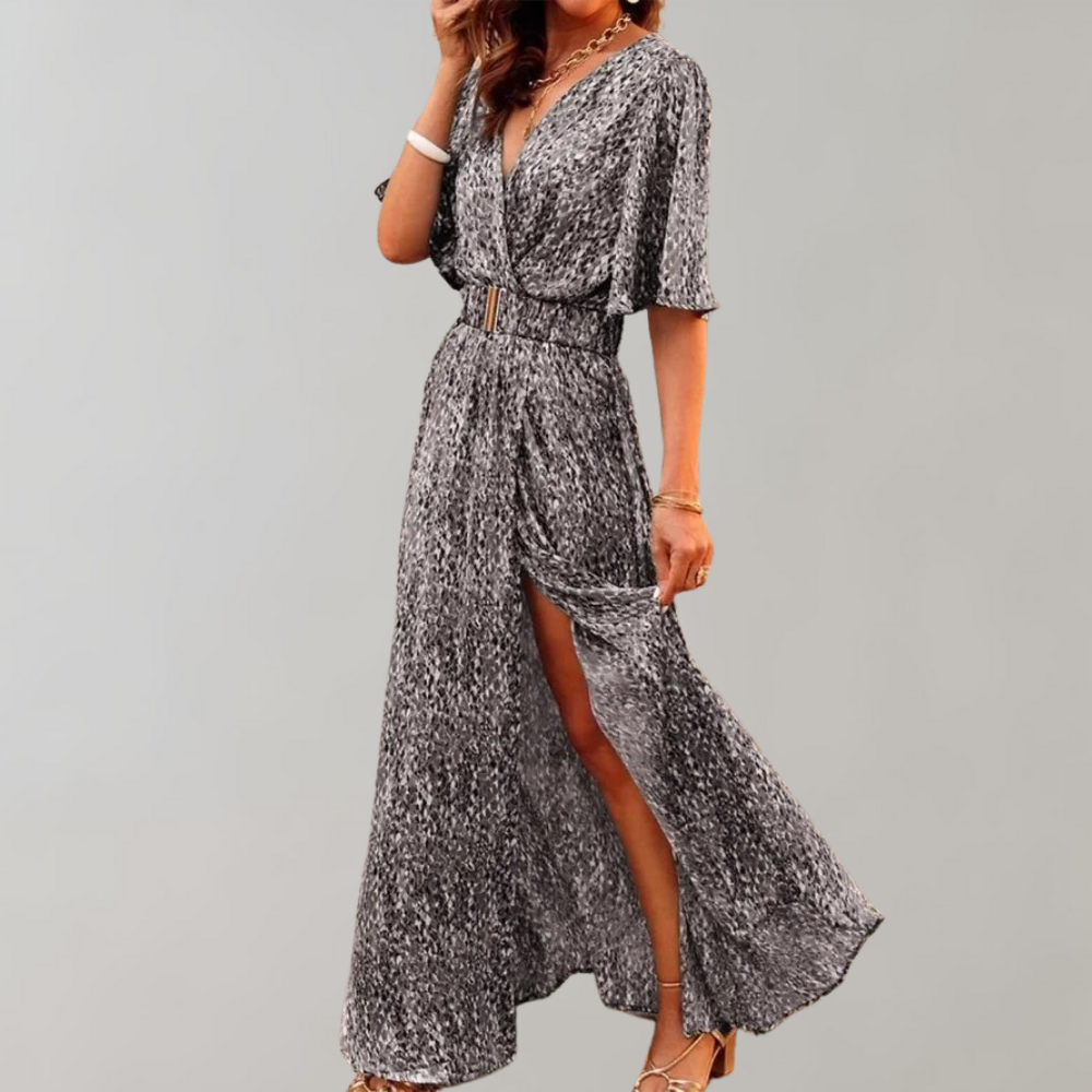 Theodoline | Damen Wickelkleid mit V-Ausschnitt Langarm - Image 2