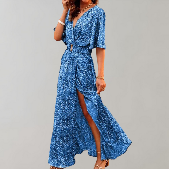 Theodoline | Damen Wickelkleid mit V-Ausschnitt Langarm - Image 4