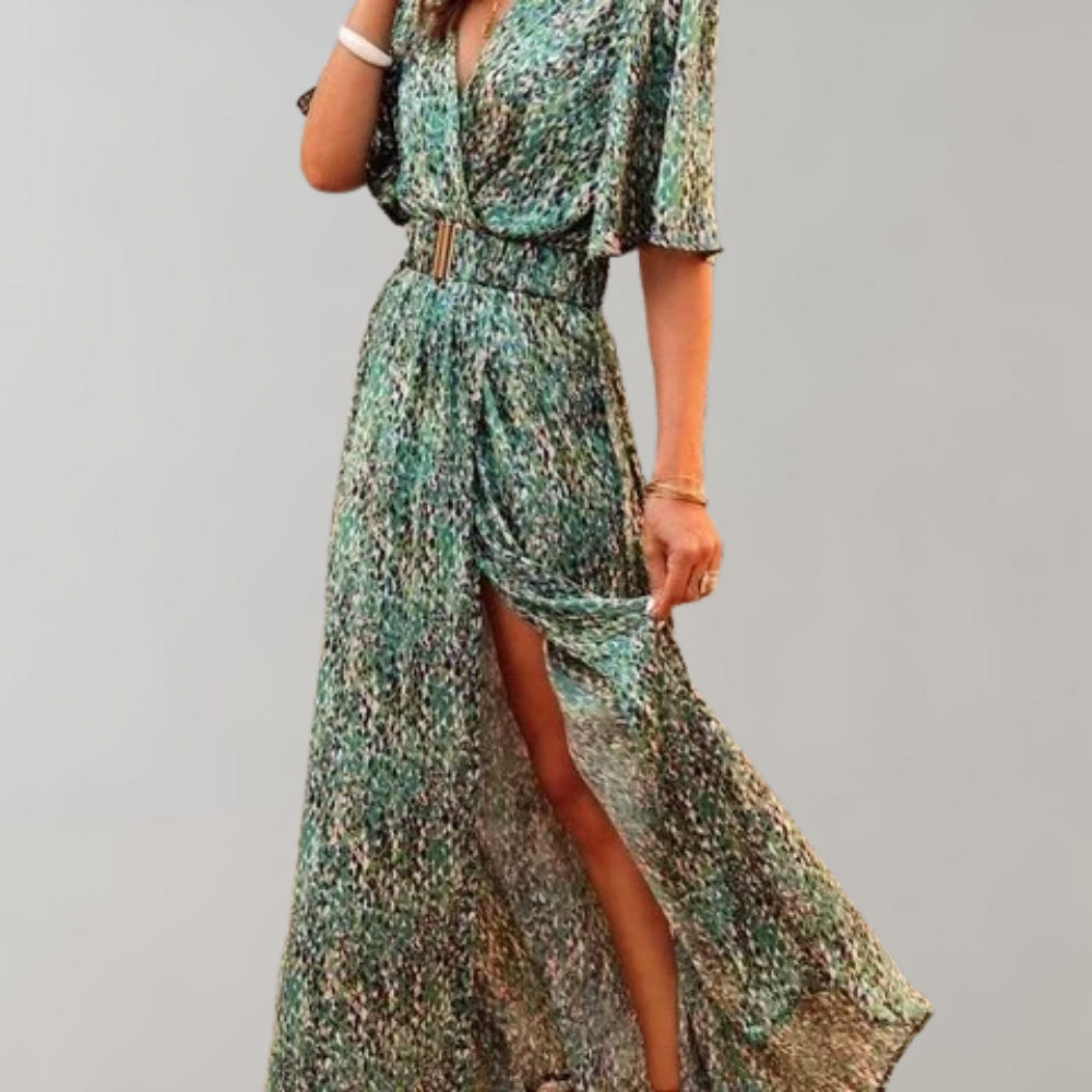 Theodoline | Damen Wickelkleid mit V-Ausschnitt Langarm - Image 5
