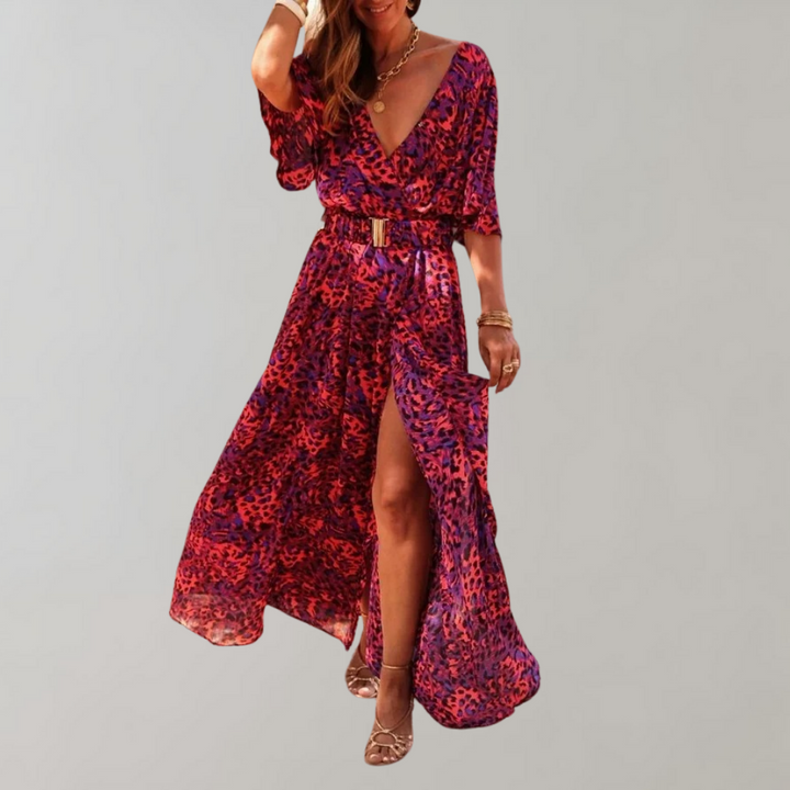 Theodoline | Damen Wickelkleid mit V-Ausschnitt Langarm - Image 6