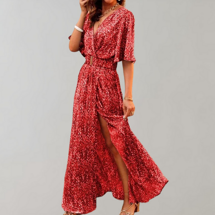 Theodoline | Damen Wickelkleid mit V-Ausschnitt Langarm - Image 7