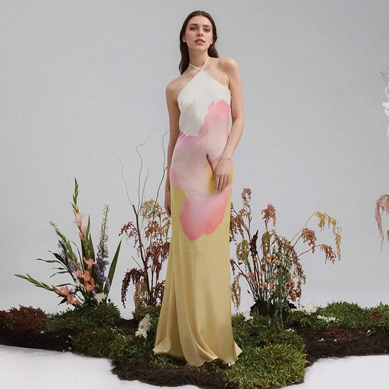 Theresa | Damen Asymmetrisches Ein-Schulter Maxikleid - Floral - Image 2
