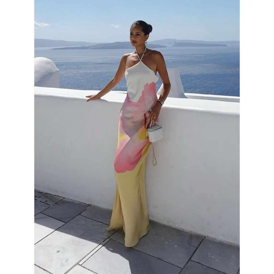 Theresa | Damen Asymmetrisches Ein-Schulter Maxikleid - Floral - Image 7