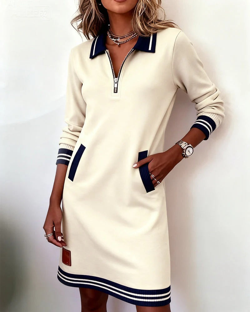 Thessalonica | Damen Kleid mit Reißverschluss und Taschen - Navy - Image 17
