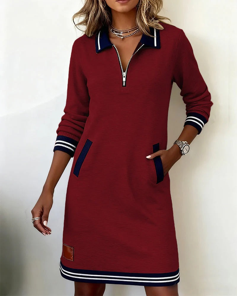 Thessalonica | Damen Kleid mit Reißverschluss und Taschen - Navy - Image 21