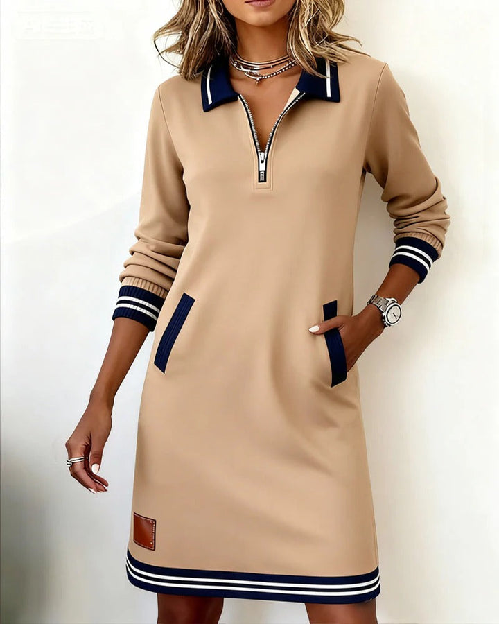 Thessalonica | Damen Kleid mit Reißverschluss und Taschen - Navy - Image 5