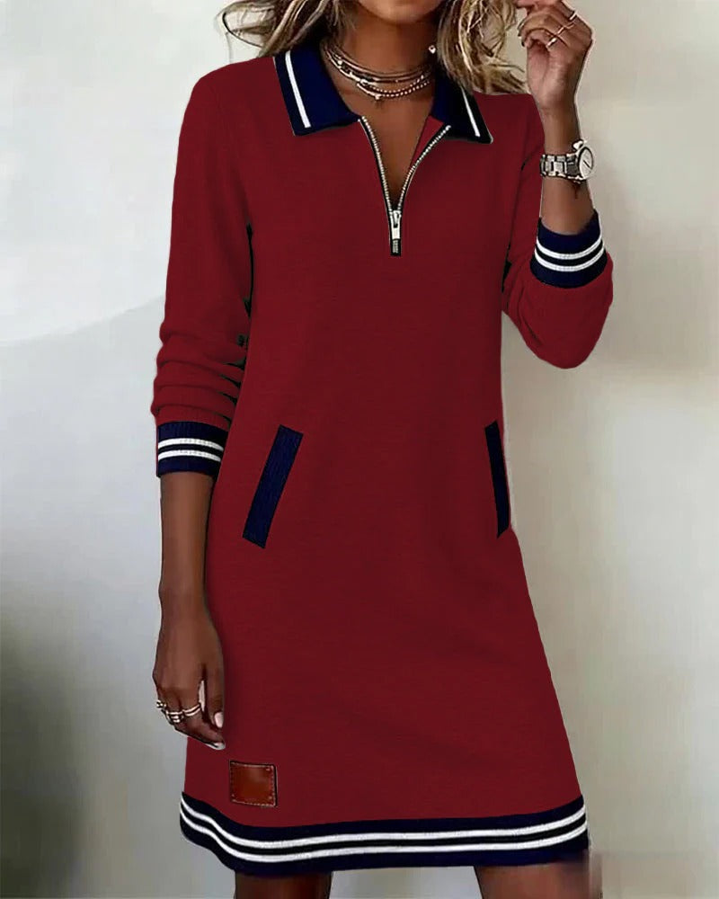 Thessalonica | Damen Kleid mit Reißverschluss und Taschen - Navy - Image 9