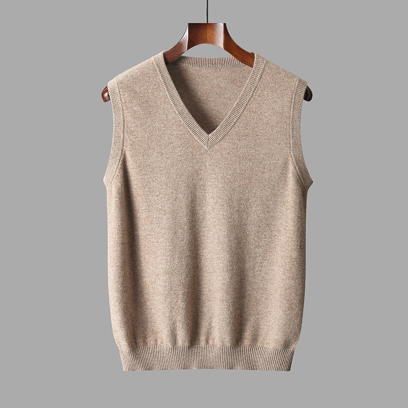 Thorben | Herren V-Ausschnitt Pullunder - Beige - Image 1