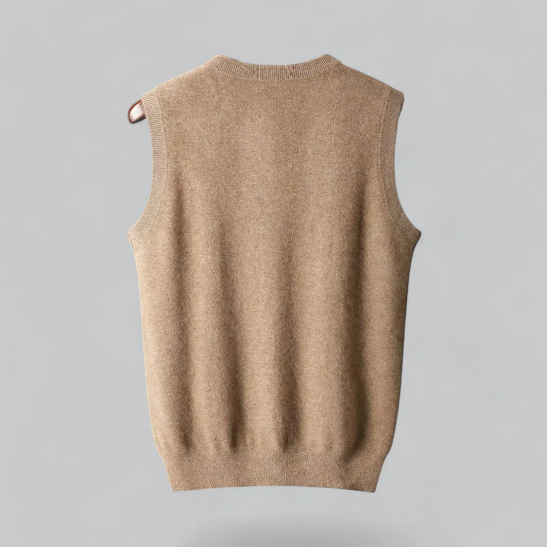 Thorben | Herren V-Ausschnitt Pullunder - Beige - Image 2