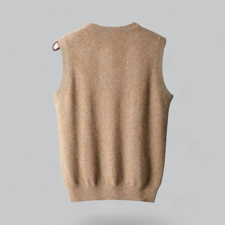 Thorben | Herren V-Ausschnitt Pullunder - Beige - Image 2