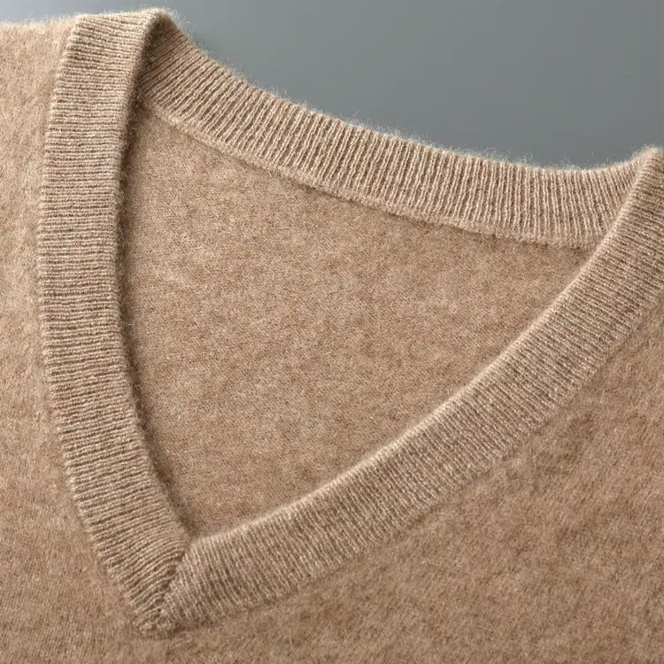Thorben | Herren V-Ausschnitt Pullunder - Beige - Image 3