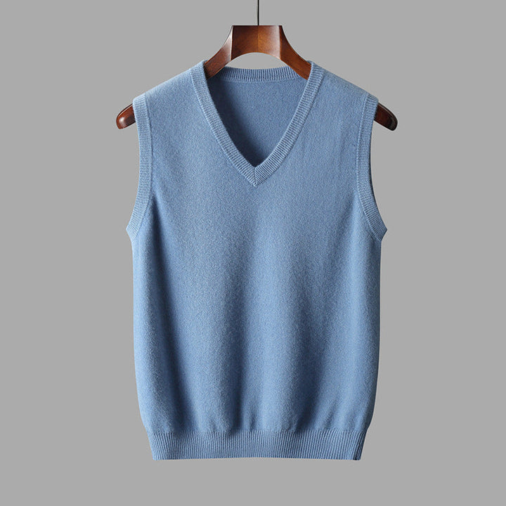 Thorben | Herren V-Ausschnitt Pullunder - Beige - Image 5