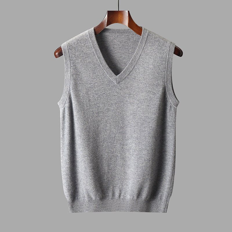 Thorben | Herren V-Ausschnitt Pullunder - Beige - Image 6