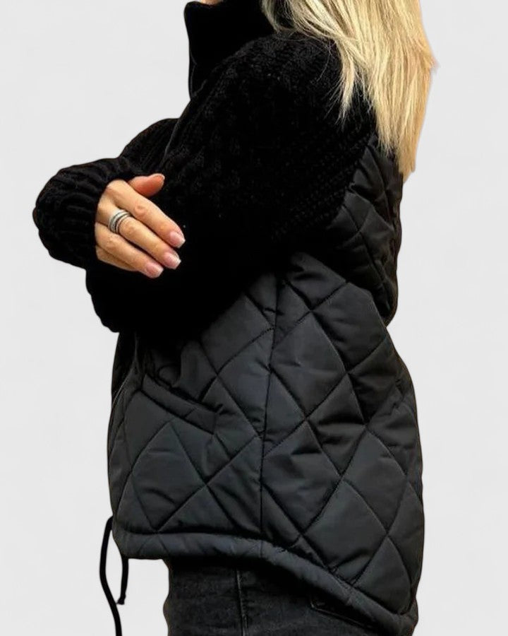 Thordana | Damen Steppjacke mit Strickärmeln - Beige - Image 6