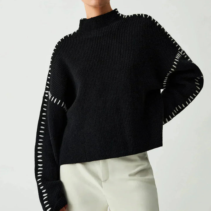 Thordea | Damen Oversize Strickpullover Schwarz - Black - Image 1