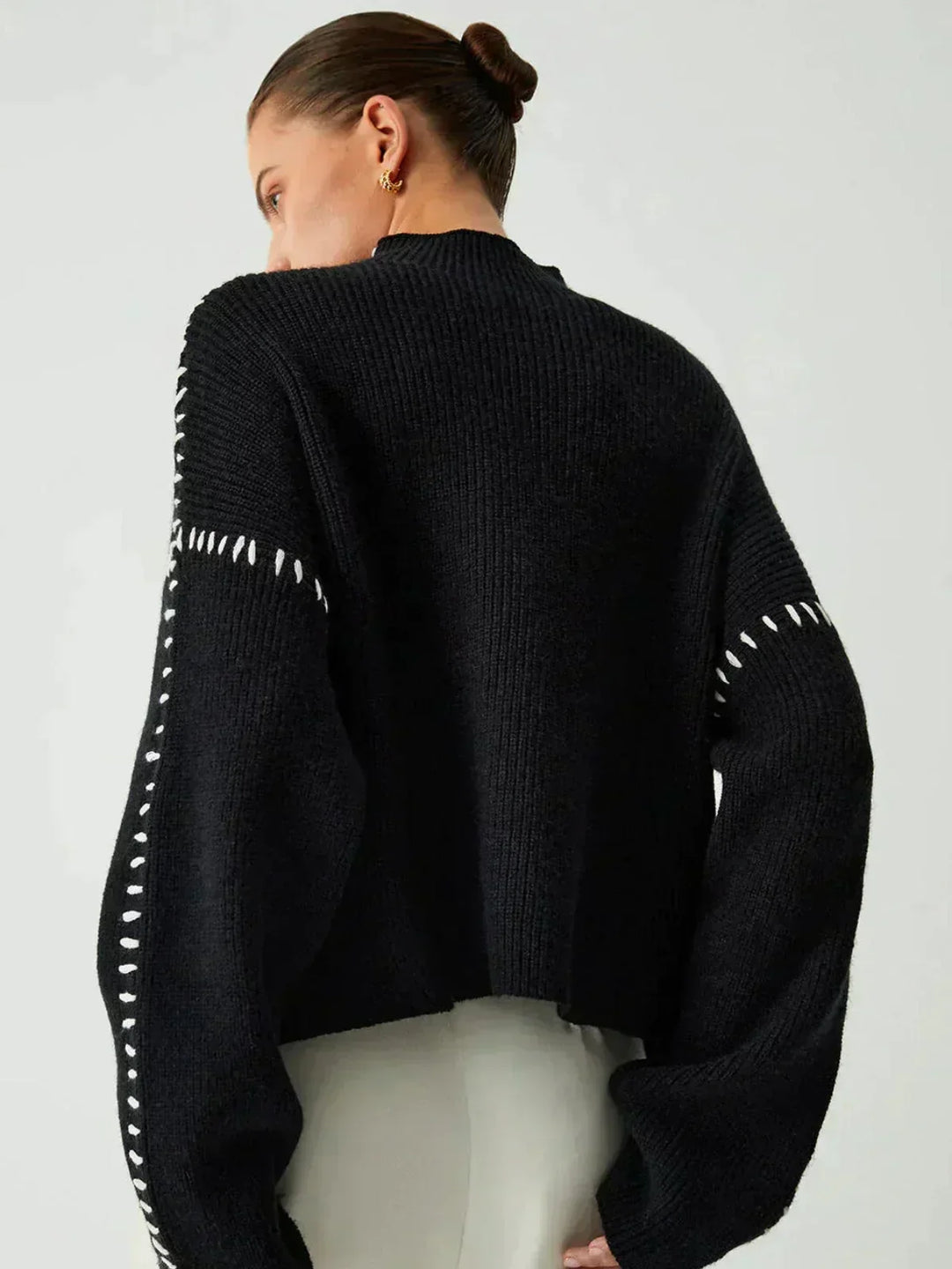 Thordea | Damen Oversize Strickpullover Schwarz - Black - Image 2