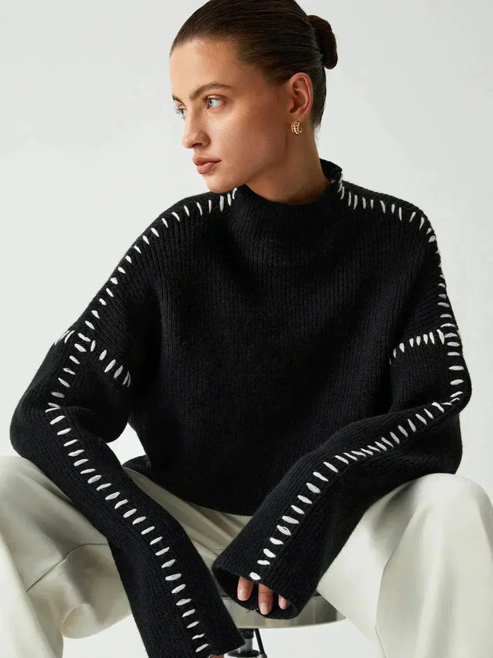 Thordea | Damen Oversize Strickpullover Schwarz - Black - Image 3