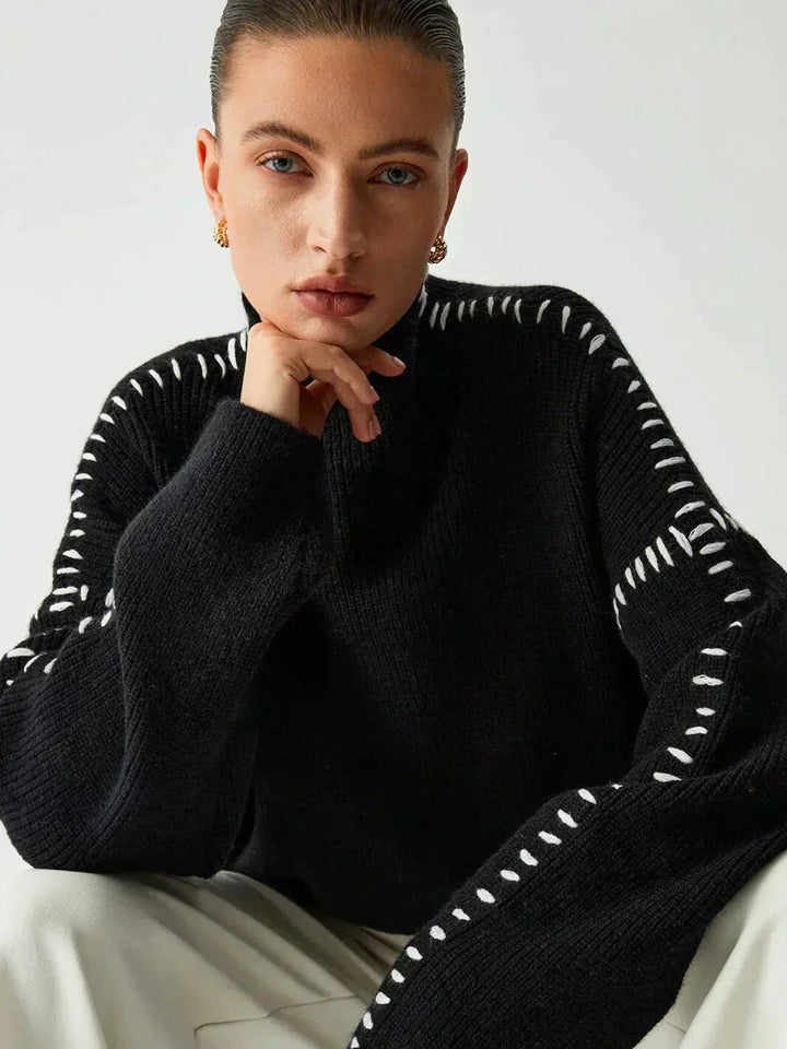 Thordea | Damen Oversize Strickpullover Schwarz - Black - Image 5