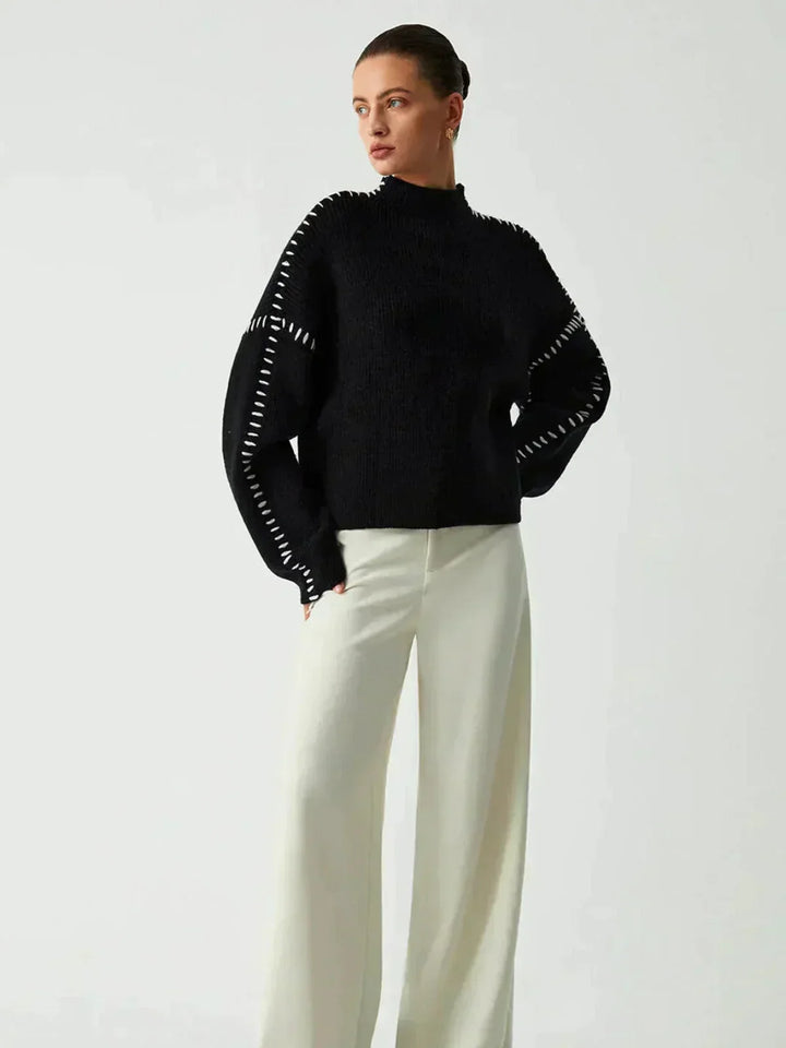 Thordea | Damen Oversize Strickpullover Schwarz - Black - Image 6