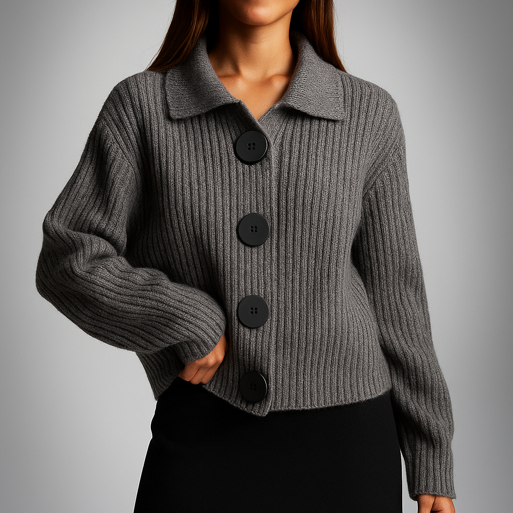 Thordena | Damen Oversize Strickjacke mit Knöpfen - Orange - Image 4