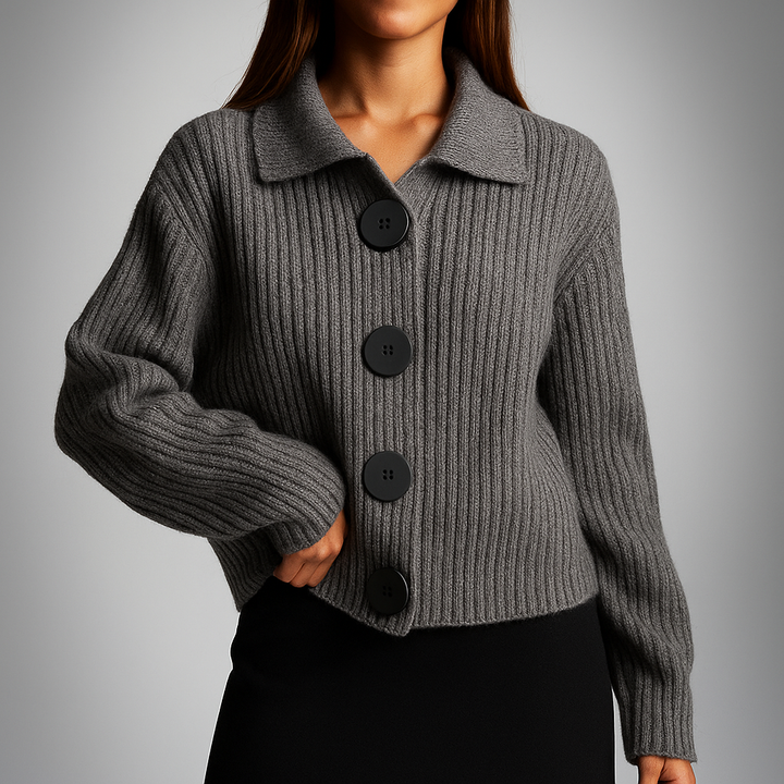 Thordena | Damen Oversize Strickjacke mit Knöpfen - Orange - Image 4