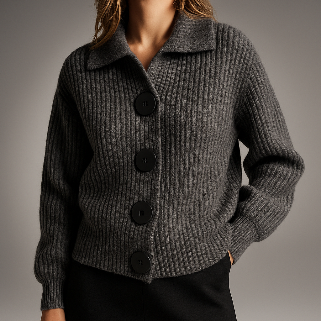Thordena | Damen Oversize Strickjacke mit Knöpfen - Orange - Image 6
