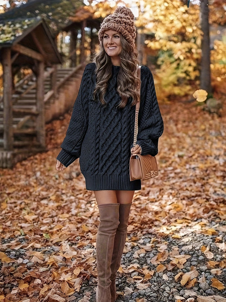 Thordina | Damen Oversize Strickkleid Minikleid - Black - Image 5