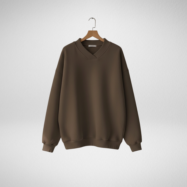 Thordine | Damen Oversized Pullover V-Ausschnitt - Brown - Image 1