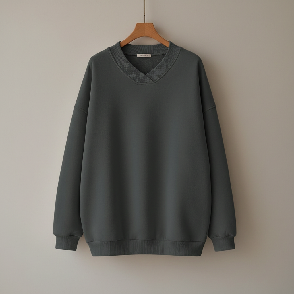 Thordine | Damen Oversized Pullover V-Ausschnitt - Brown - Image 11